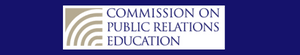 curved lines creating a box. Then the words, "Commission on Public Relations Education."
